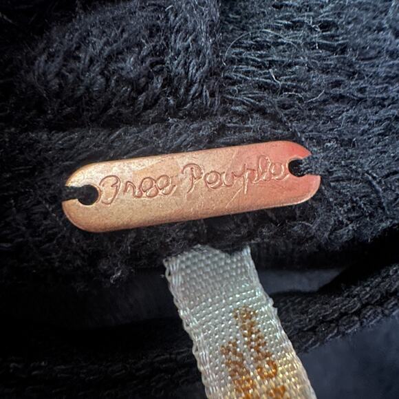 Free People Drape Front Moto Jacket Women’s 8 Black Denim Cotton Long Sleeve - Picture 7 of 11